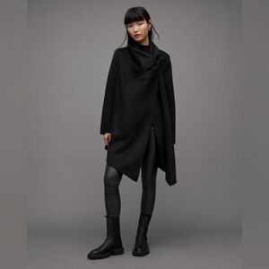 Allsaints black asymmetrical raglan